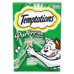 Temptations Creamy Puree Adult Lickable Cat Treats, Seafood Medley, Salmon & Shrimp image