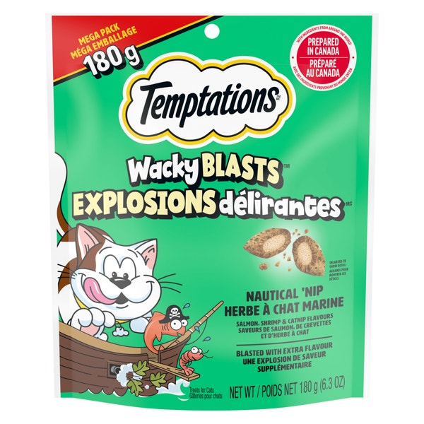 Temptations Wacky Blasts Cat Treats, Nautical 'Nip Flavour, 180g Pouch image 1