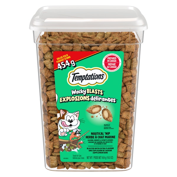 Temptations Wacky Blasts Cat Treats, Nautical 'Nip Flavour, 454g Tub image 1
