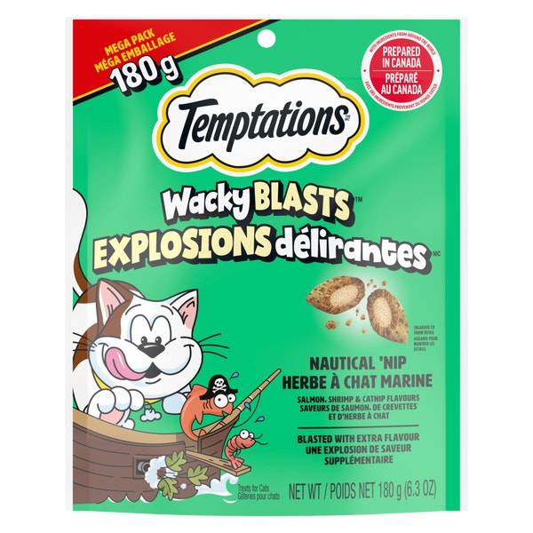 Temptations Wacky Blasts Cat Treats, Nautical 'Nip Flavour, 180g Pouch image 1