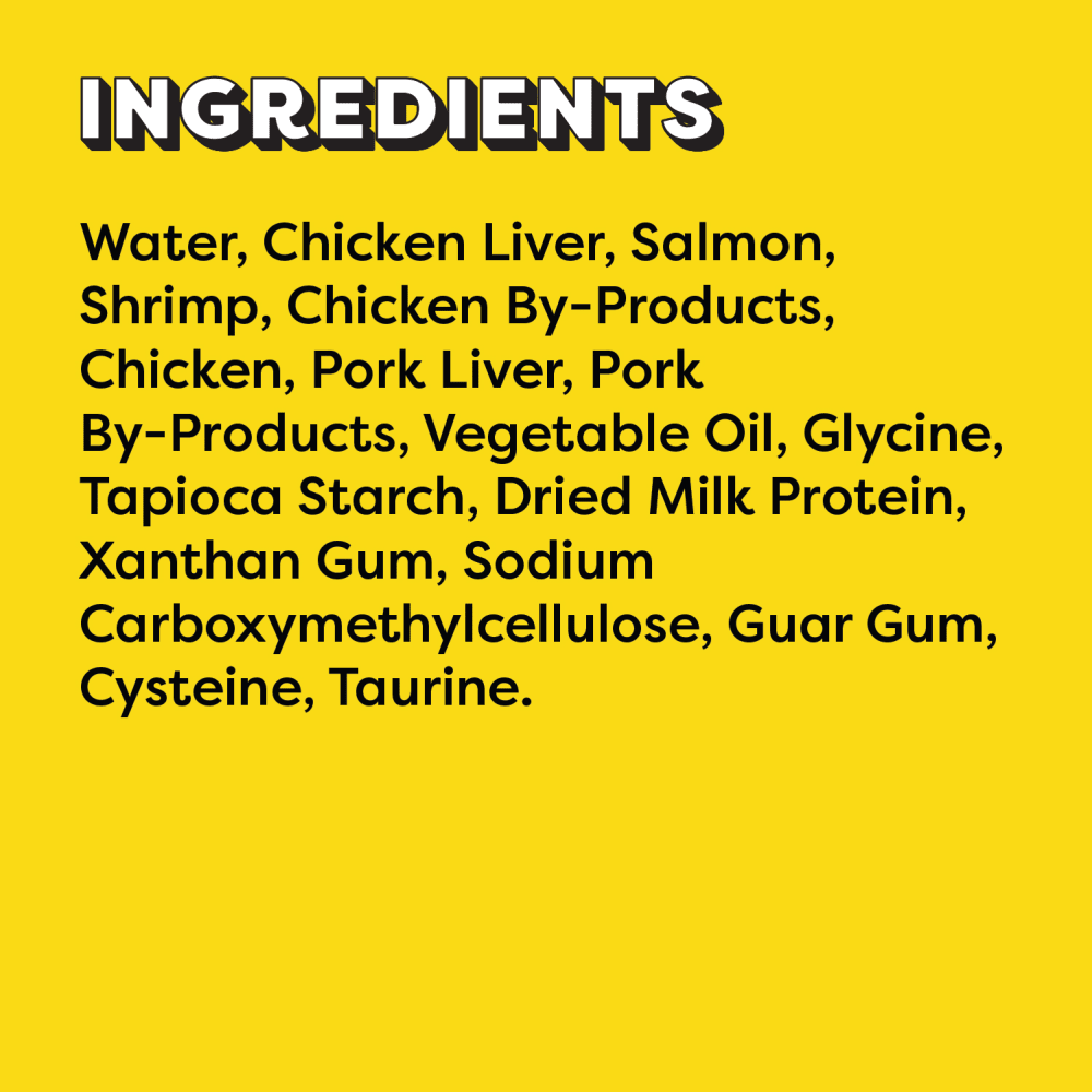 Temptations Creamy Puree Adult Lickable Cat Treats, Seafood Medley, Salmon & Shrimp ingredients image