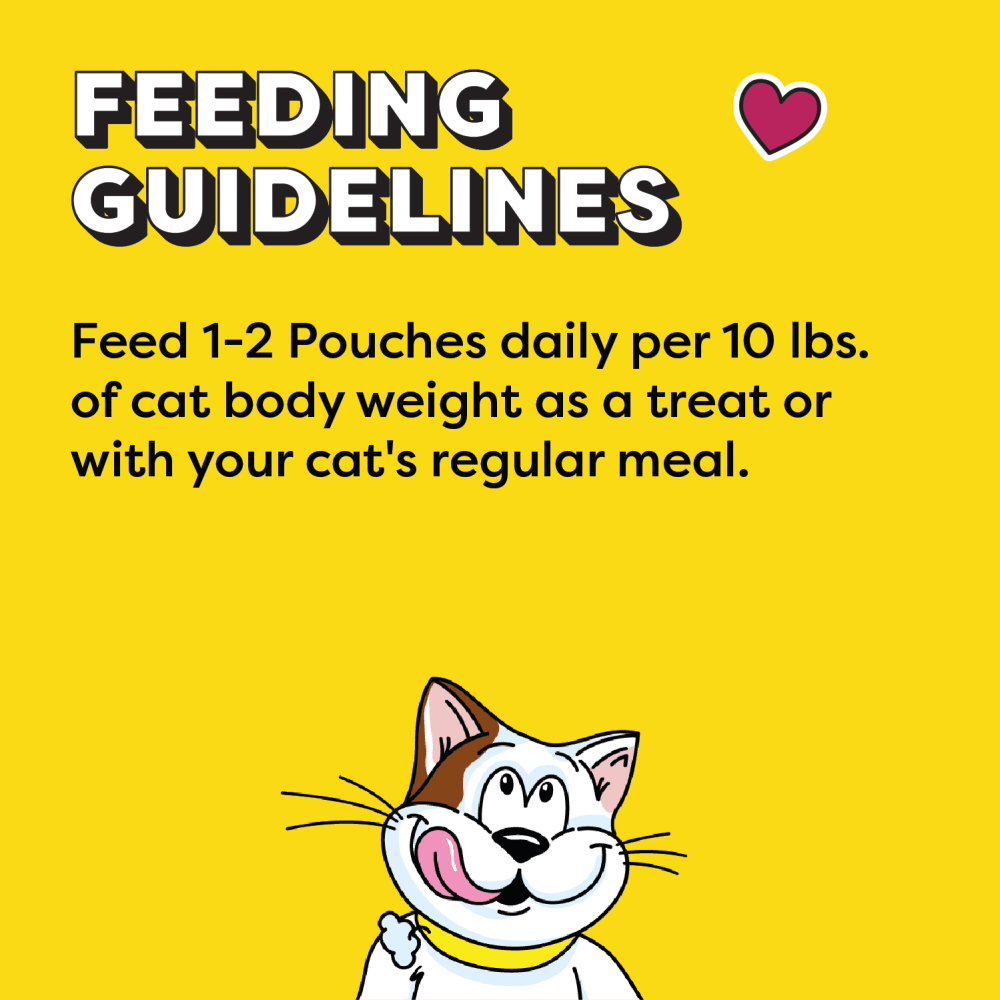 Temptations Creamy Puree Adult Lickable Cat Treats, Seafood Variety Pack, Seafood Medley, Salmon, and Tuna Flavours feeding guidelines image
