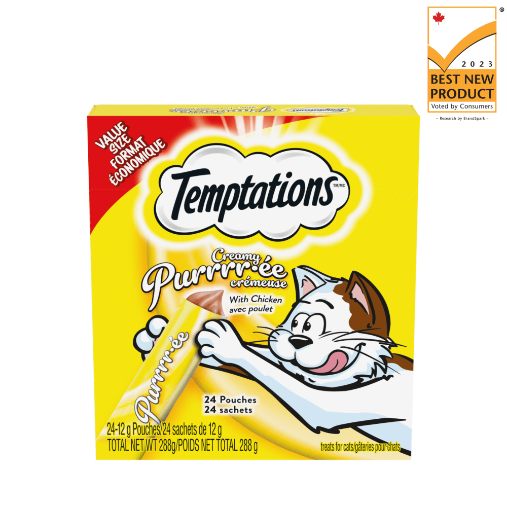 TEMPTATIONS™ Creamy Purrrr-ée Adult Cat Treats with Chicken image 1
