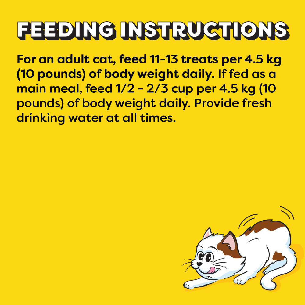 Temptations Wacky Blasts Cat Treats, Cluckin’ Bacon Flavour, 180g Pouch feeding guidelines image