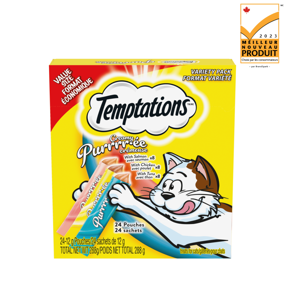 TEMPTATIONS(MC) PURRRR-ÉE CRÉMEUSE avec poulet, avec saumon et