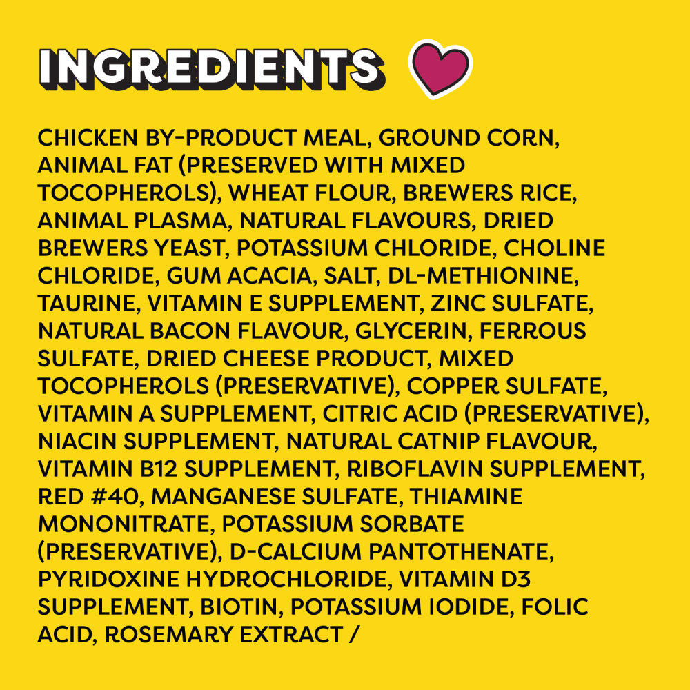 Temptations Wacky Blasts Cat Treats, Cluckin’ Bacon Flavour, 180g Pouch ingredients image