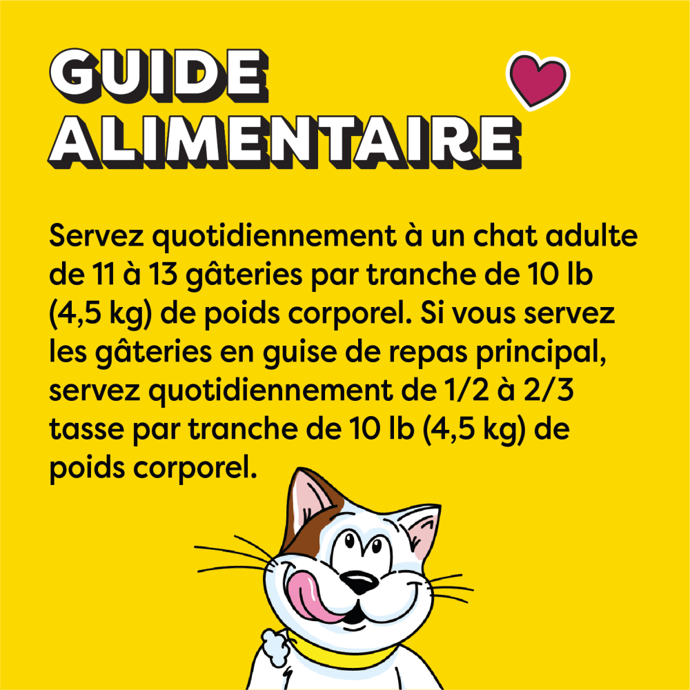 Gâteries pour chats TEMPTATIONS en format variété, boîte de 510 g contenant 6 sachets de 85 g feeding guidelines image 1