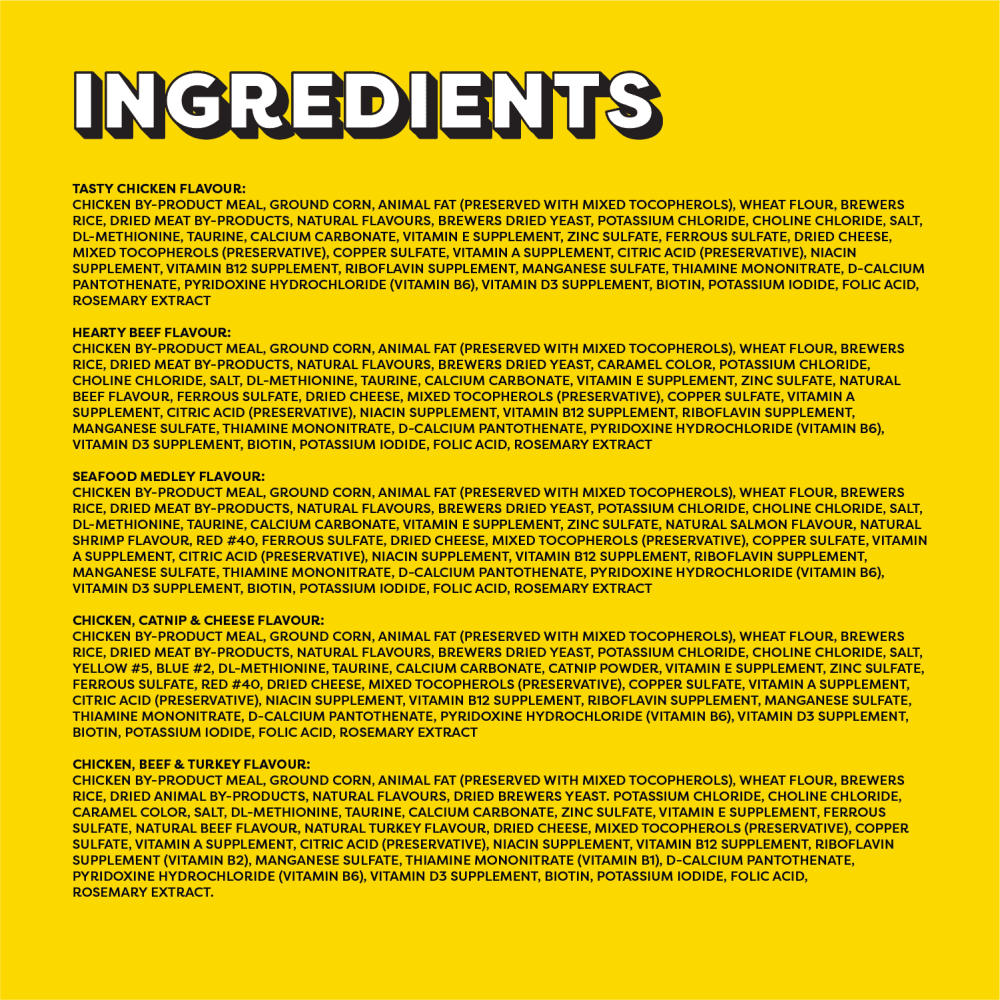 TEMPTATIONS™ Cat Treats, Assorted Variety Pack ingredients image