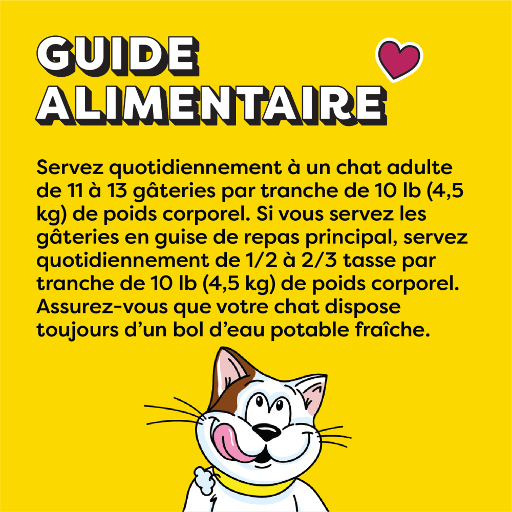 Gâteries pour chats TEMPTATIONS(MC) Saveur de poulet savoureux feeding guidelines image