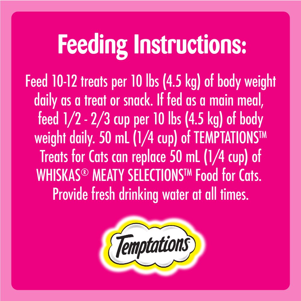 TEMPTATIONS™ Cat Treats, Hearty Beef Flavour feeding guidelines image