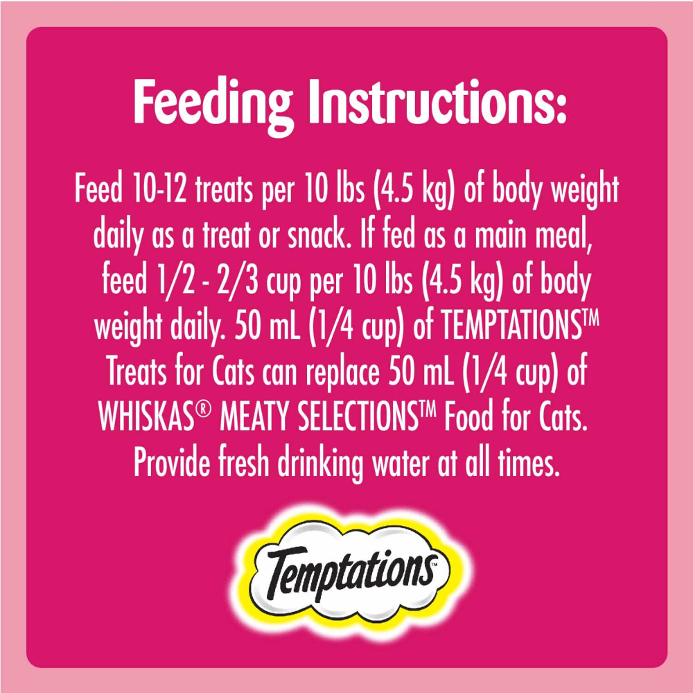 TEMPTATIONS™ Cat Treats, Hearty Beef Flavour feeding guidelines image