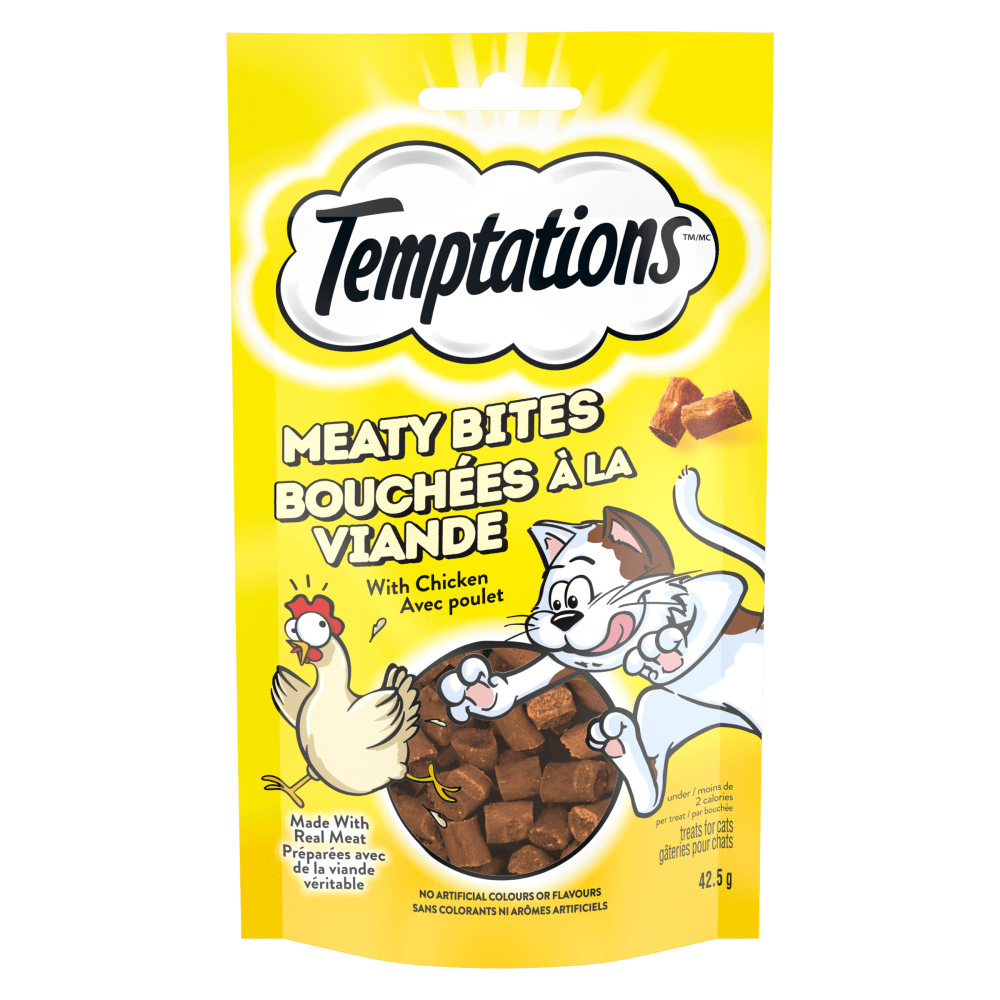 TEMPTATIONS MEATY BITES Cat Treats Adult, Chicken, 42.5g Pouch (7