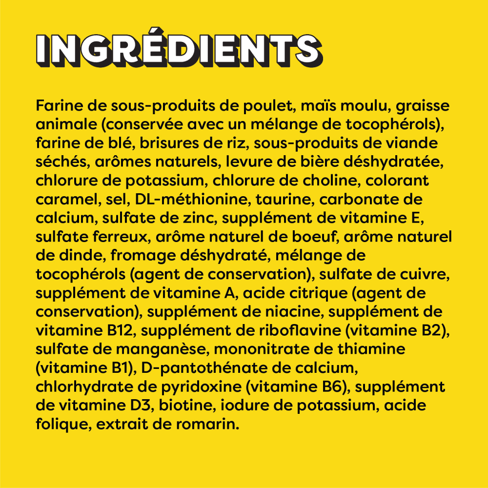 Gâteries pour chats TEMPTATIONS(MC) Mélimélo arômes de poulet, de bœuf et de dinde ingredients image