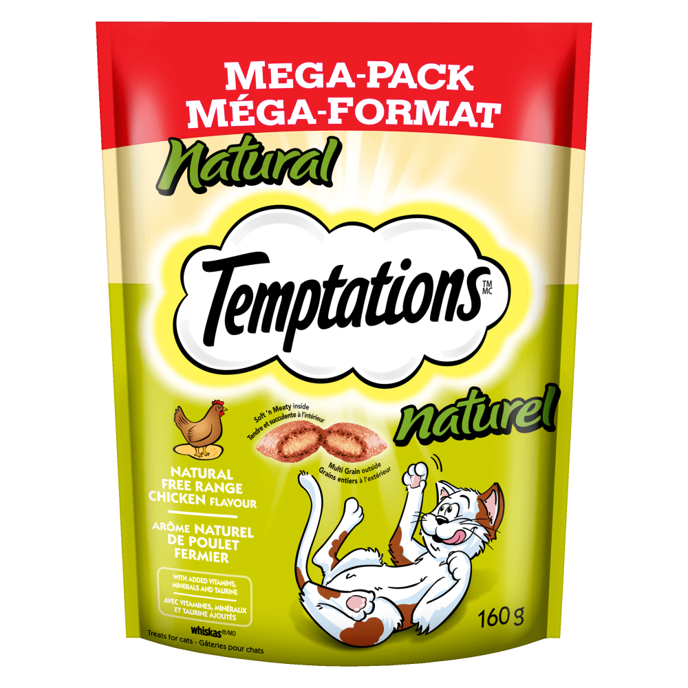 TEMPTATIONS™ Cat Treats, All Natural Free Range Chicken Flavour, 160g image 1