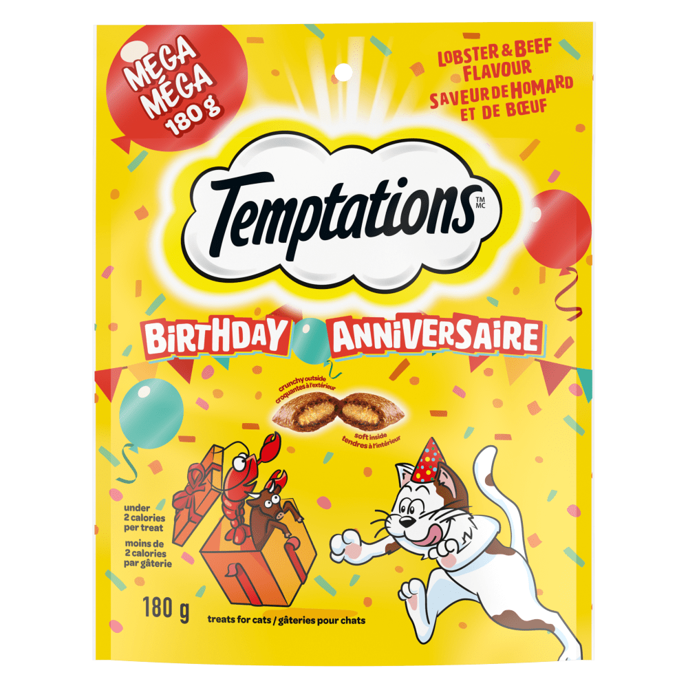 Gâteries pour chats adultes TEMPTATIONS(MC) Anniversaire – saveur