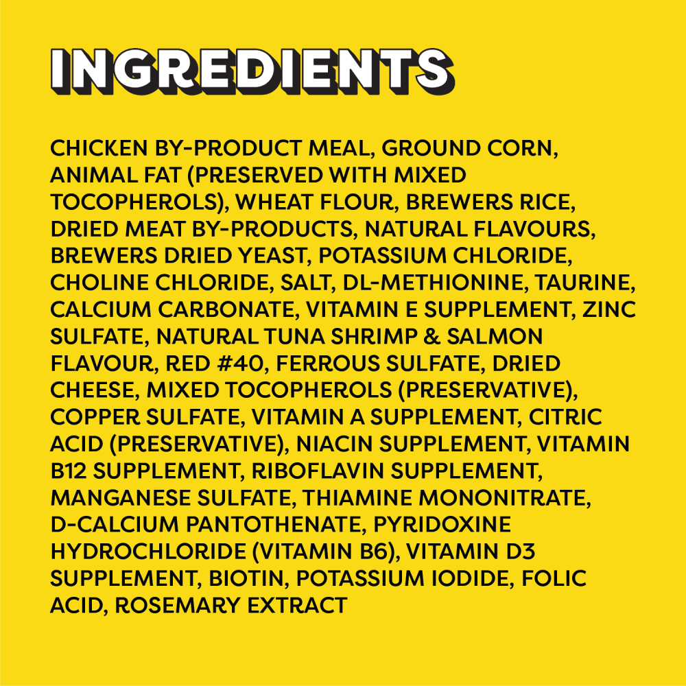 TEMPTATIONS™ Mix-Ups Cat Treats Tuna, Shrimp & Salmon Flavour ingredients image