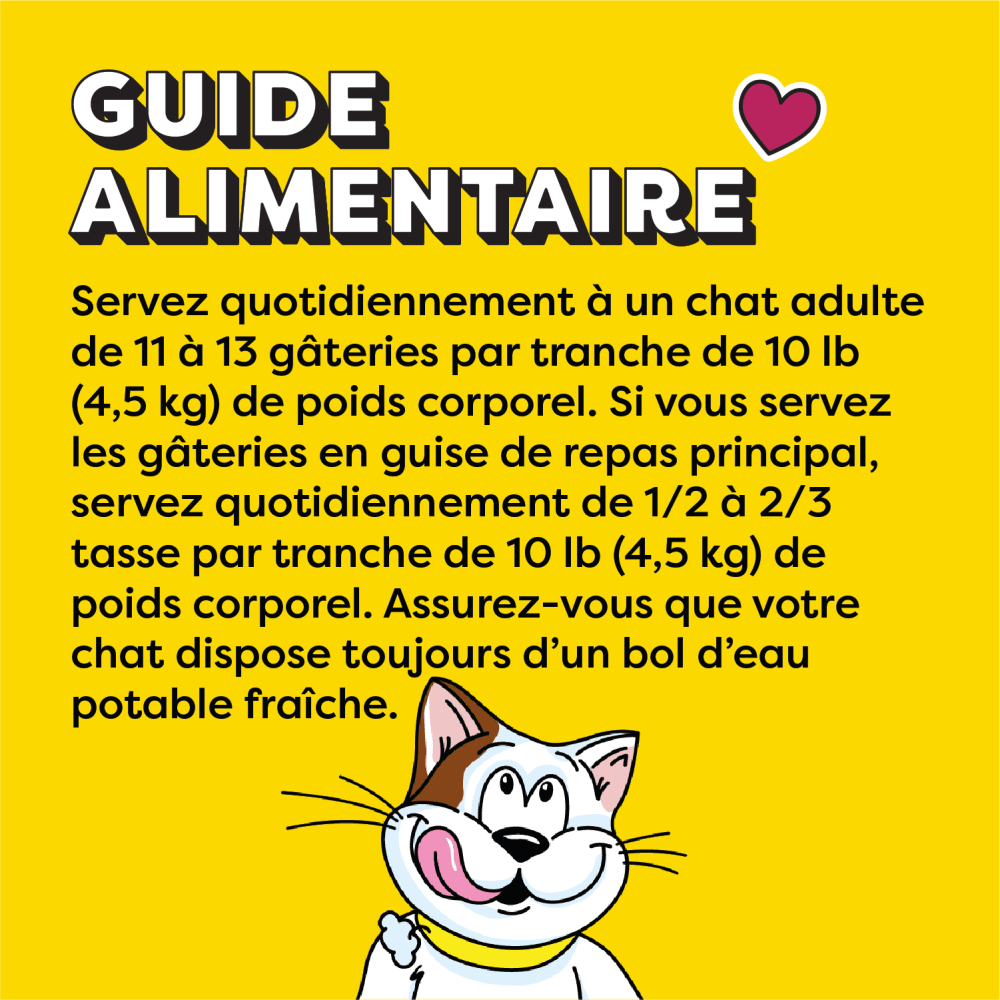 Gâteries pour chats TEMPTATIONS(MC) Saveur de poissons et fruits de mer feeding guidelines image