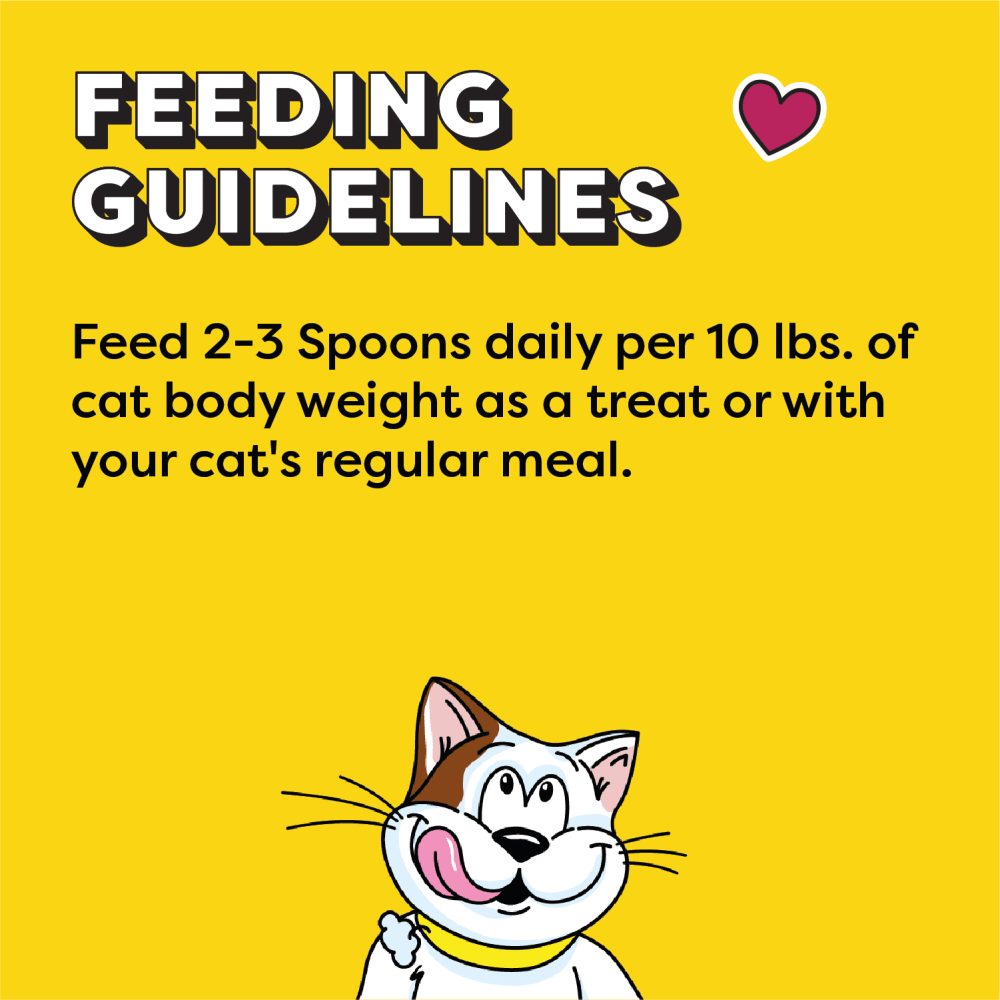 TEMPTATIONS LICKABLE SPOONS Cat Treats Tasty Chicken & Savoury Salmon Flavour, Savoury Salmon & Tempting Tuna Flavour, Tasty Chicken & Cheesy Cheese Flavour Variety Pack feeding guidelines image