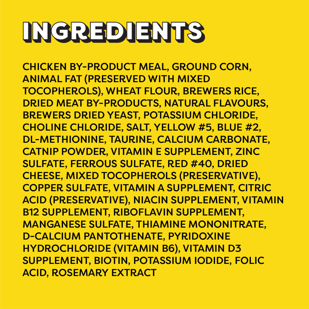 TEMPTATIONS™ Cat Treats, Mix-Ups Chicken, Catnip & Cheddar Flavour ingredients image