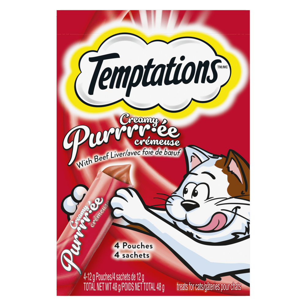 TEMPTATIONS Adult Cat Treats Creamy Purrrr∙ée with Beef Liver 4