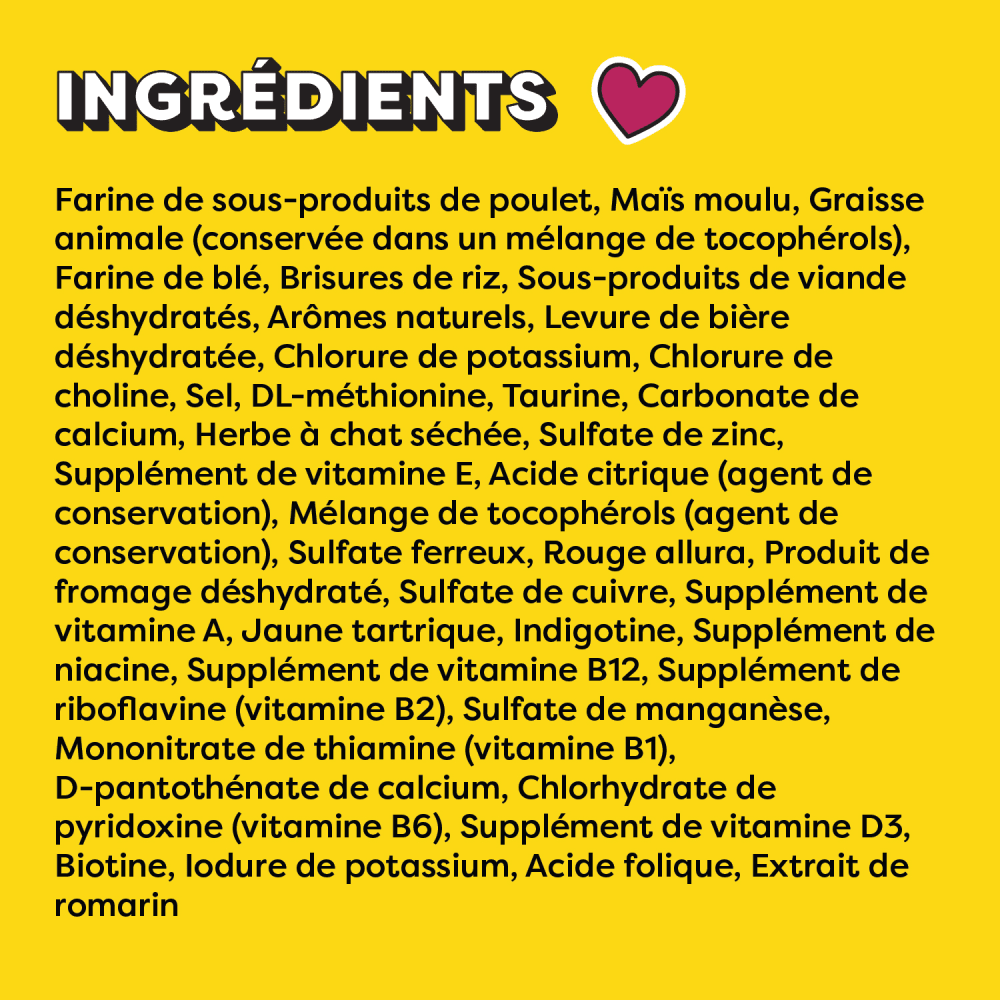 Gâteries pour chats TEMPTATIONS Ragoût de miaouël, Herbe à chat (saveurs de poulet, d’herbe à chat et de cheddar), contenant de 454 g ingredients image