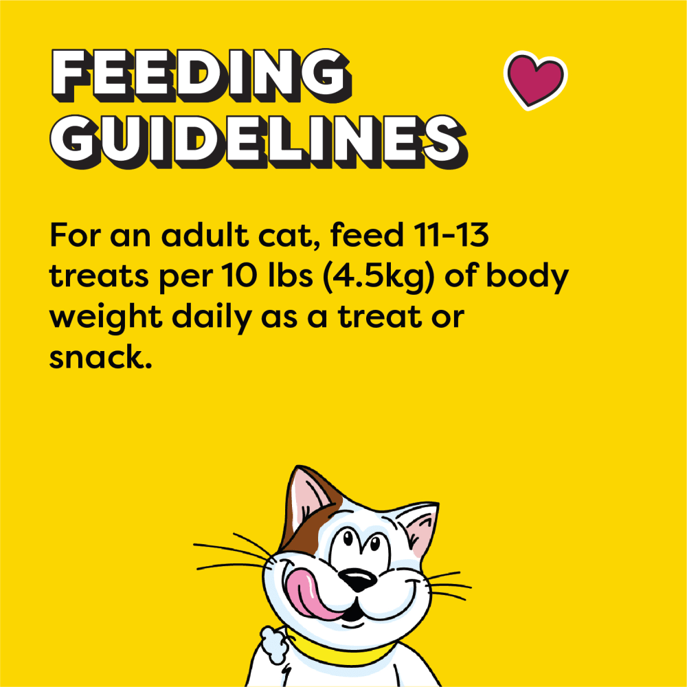TEMPTATIONS™ Cat Treats, Mix-Ups Chicken, Catnip & Cheddar Flavour feeding guidelines image