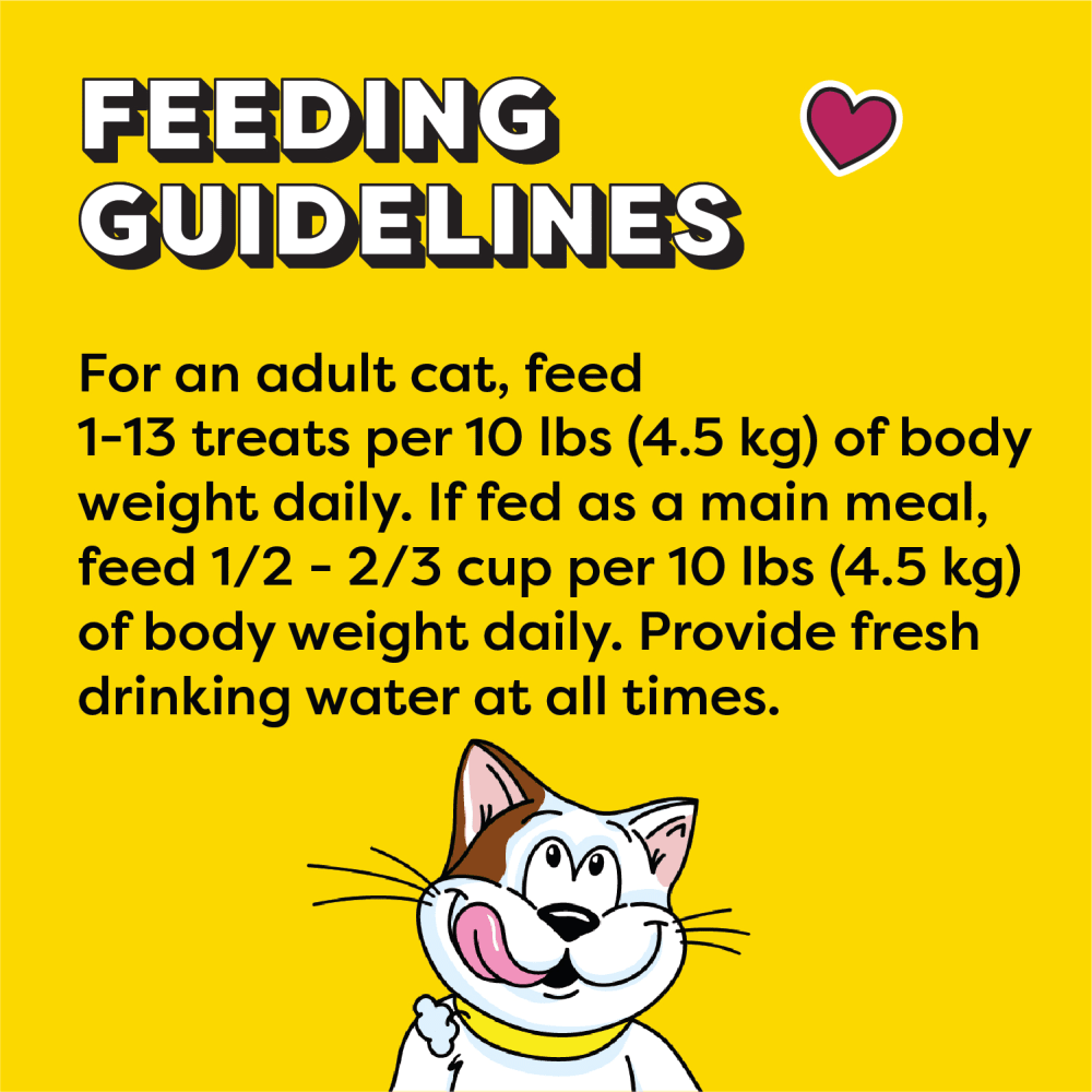 TEMPTATIONS™ Cat Treats, Savoury Salmon Flavour feeding guidelines image