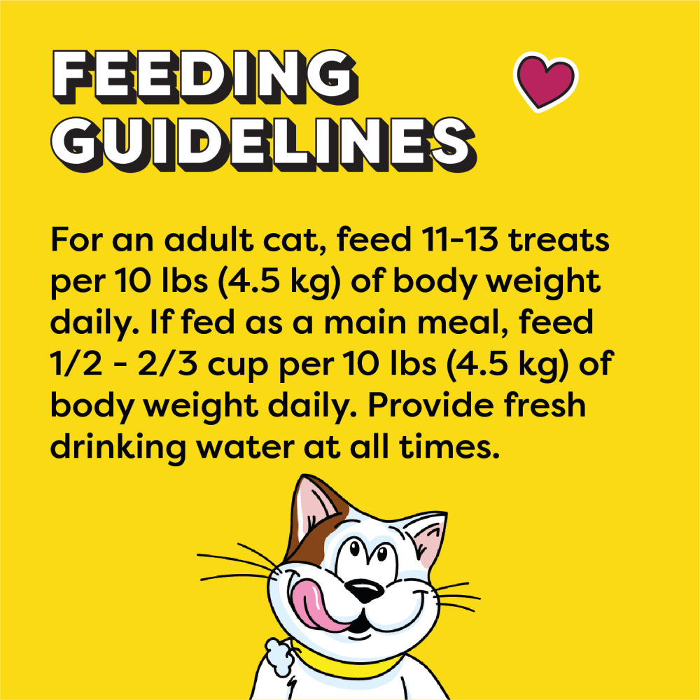 TEMPTATIONS™ Cat Treats, Savoury Salmon Flavour feeding guidelines image