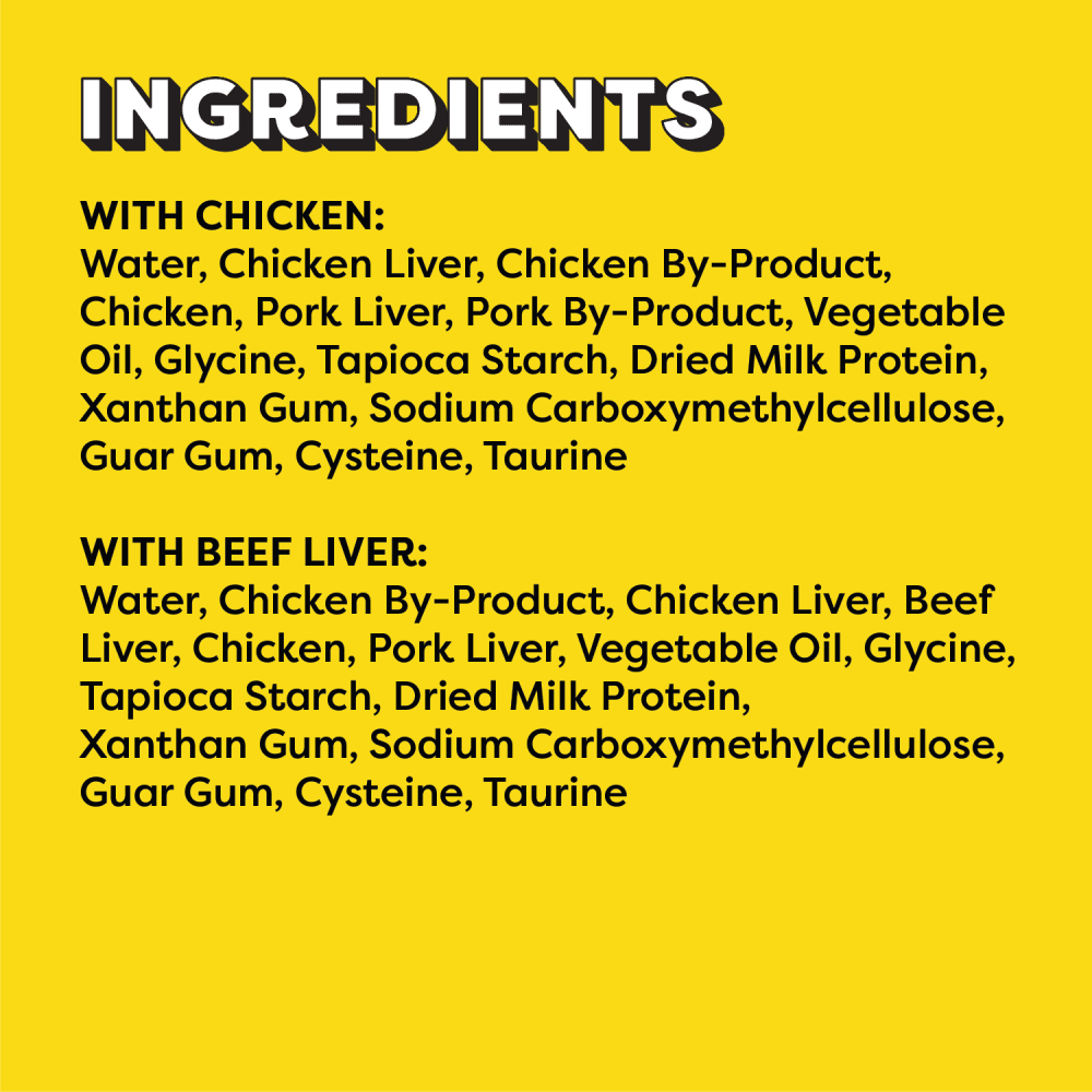 TEMPTATIONS™ Creamy Purrrr-ée Cat Treats, Chicken & Beef Liver ingredients image