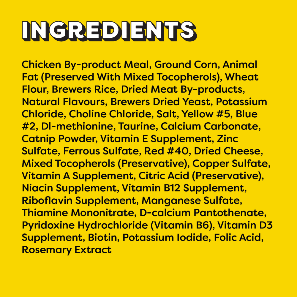 TEMPTATIONS™ Cat Treats, Mix-Ups Chicken, Catnip & Cheddar Flavour ingredients image