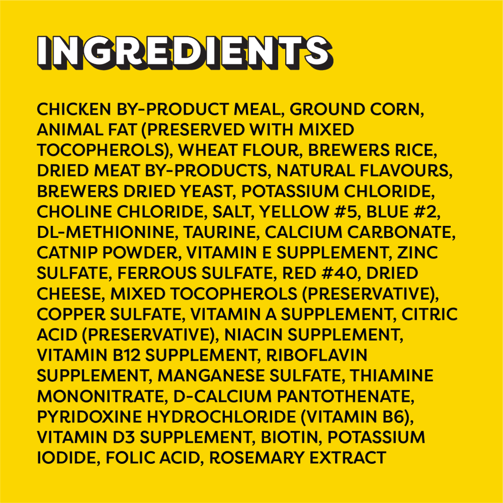TEMPTATIONS™ Cat Treats, Mix-Ups Chicken, Catnip & Cheddar Flavour ingredients image