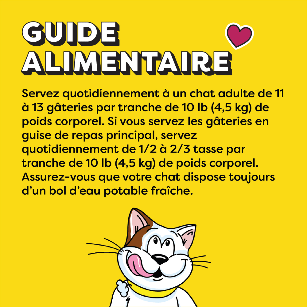 Gâteries pour chats TEMPTATIONS(MC) Saveur de poulet savoureux feeding guidelines image