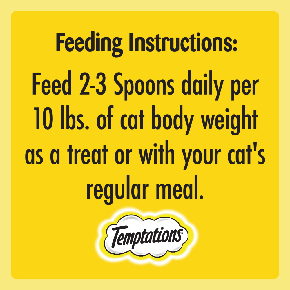 TEMPTATIONS LICKABLE SPOONS Cat Treats Savoury Salmon & Tempting Tuna Flavour feeding guidelines image