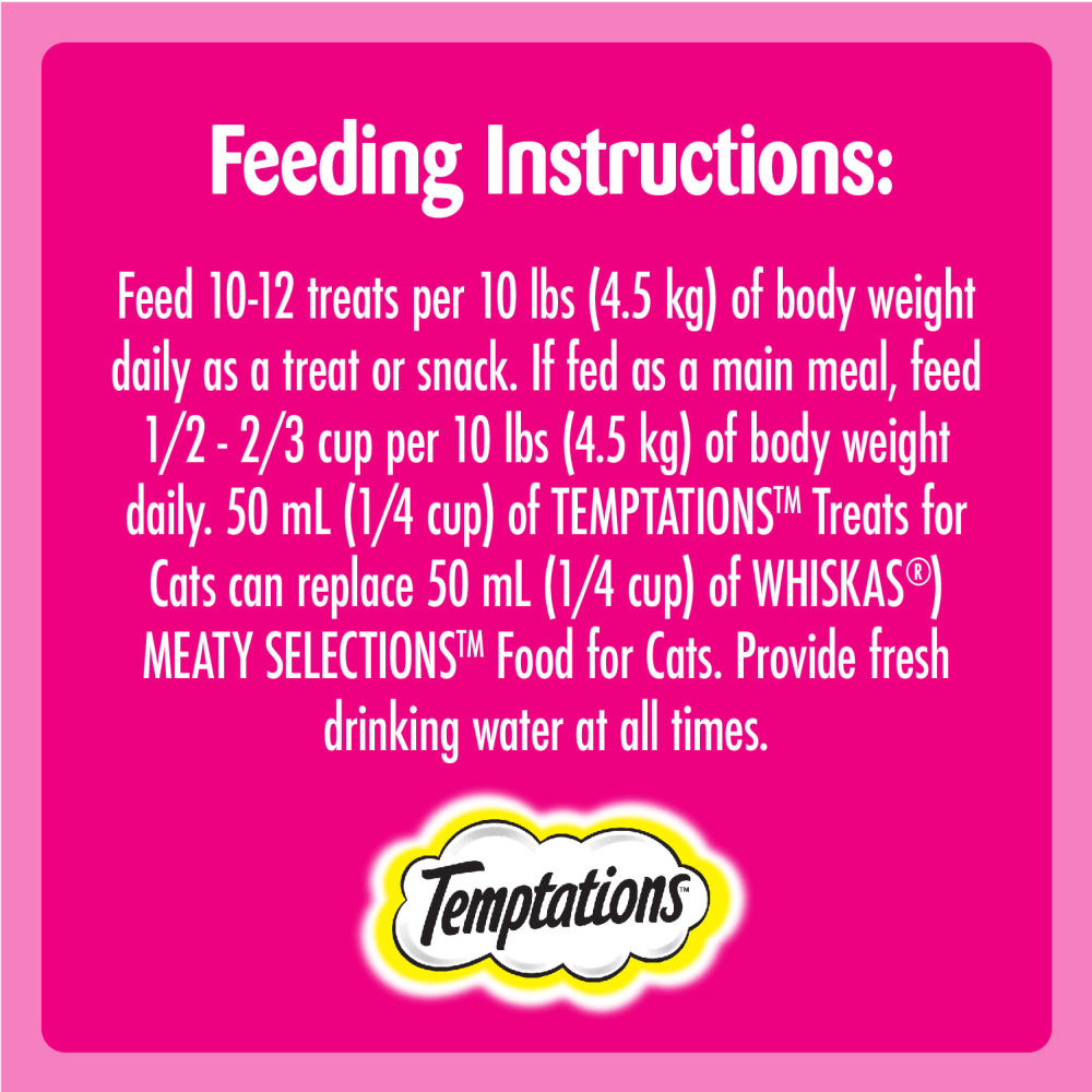 TEMPTATIONS™ Cat Treats, Hearty Beef Flavour feeding guidelines image