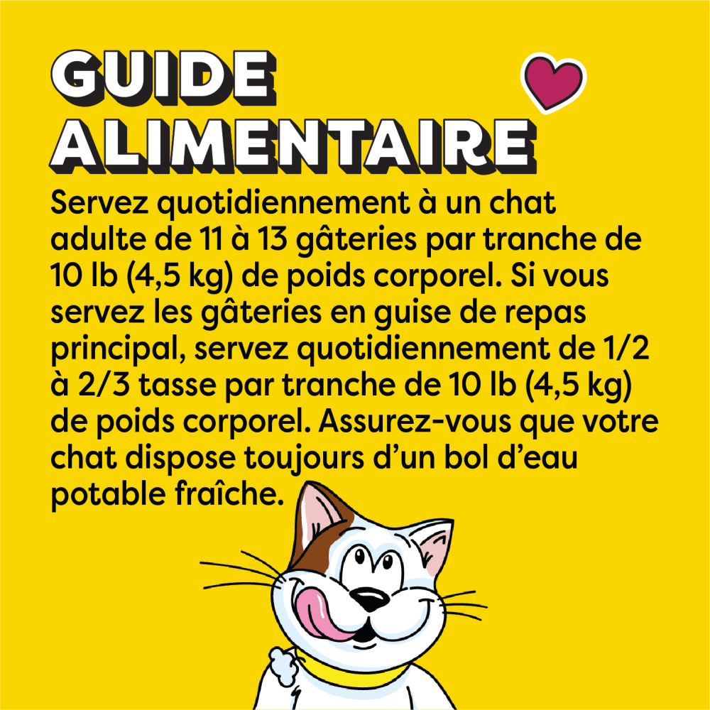 Gâteries pour chats TEMPTATIONS(MC) Saveur de poulet savoureux feeding guidelines image