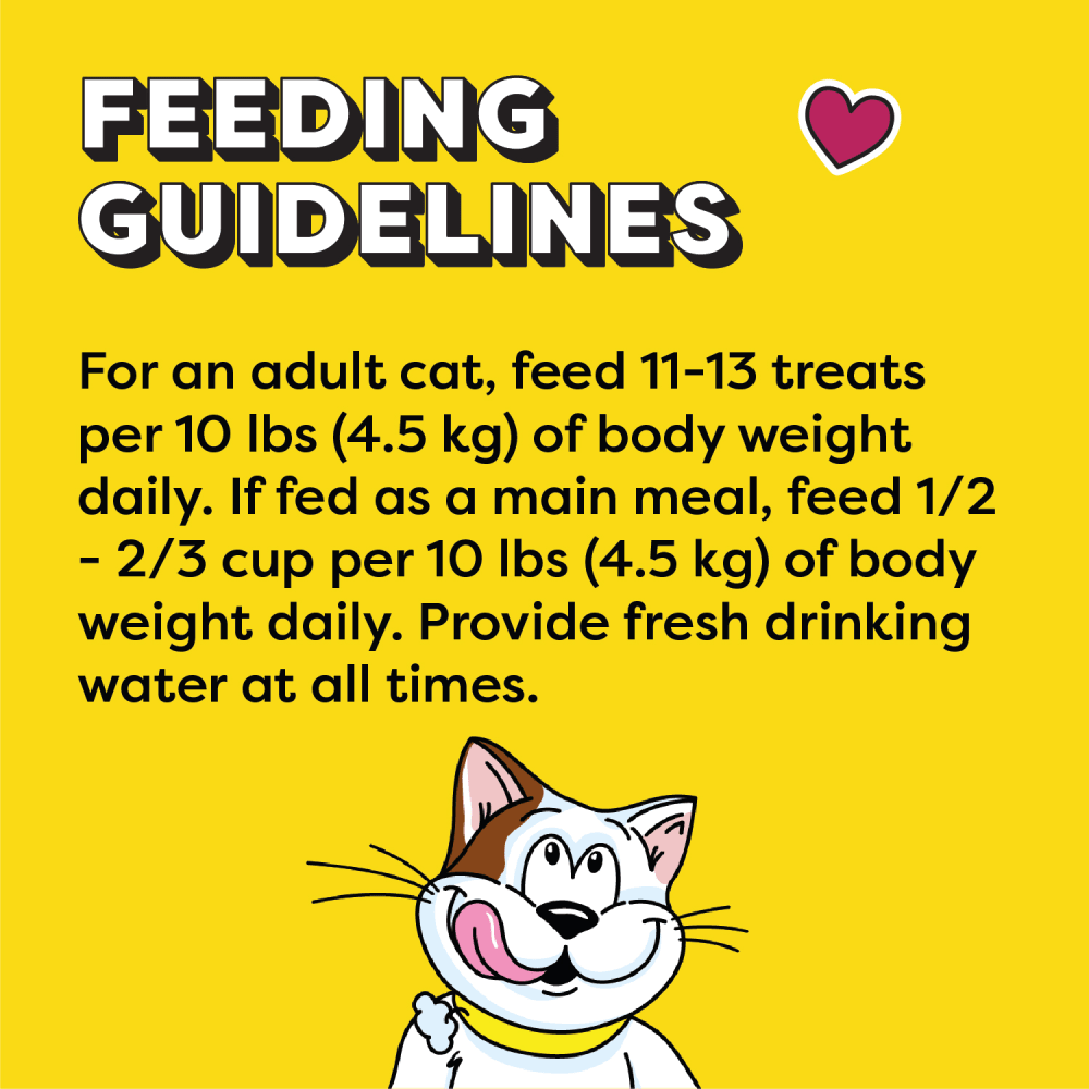 TEMPTATIONS™ Cat Treats, Tempting Tuna Flavour feeding guidelines image